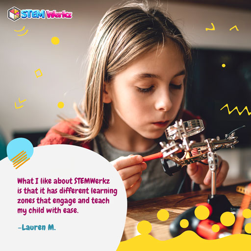 What I like about STEMWerkz is that it has different learning zones that engage and teach my child with ease.